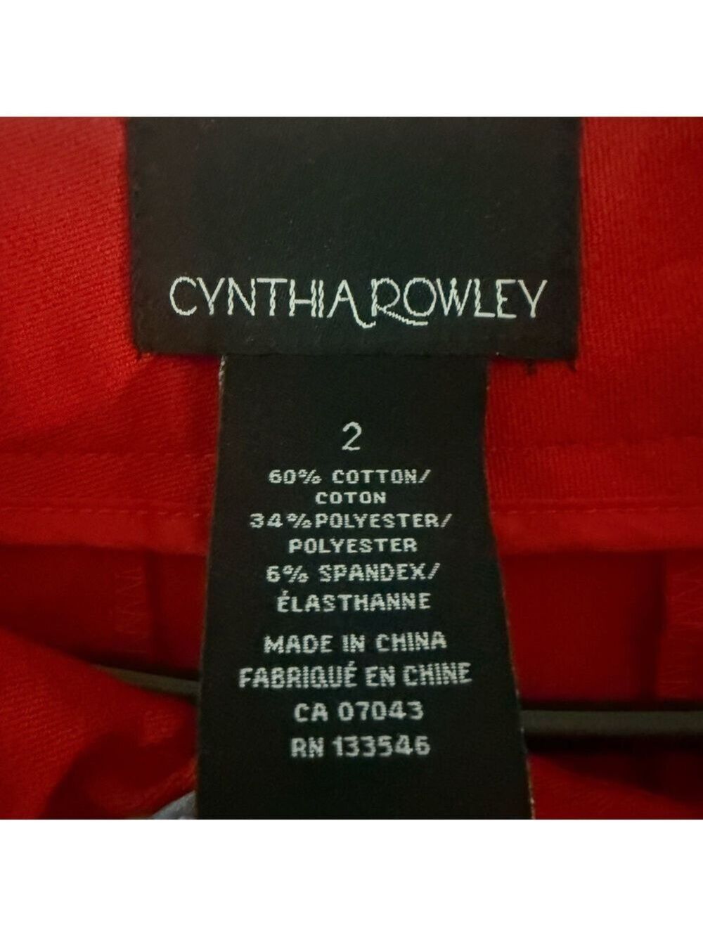 Cynthia Rowley Cotton Twill Trousers Red Sz 2 $159 Chic Preppy Career NWT - Picture 4 of 6
